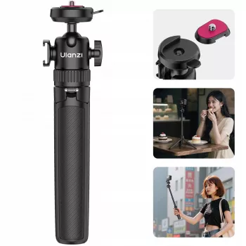ULANZI MT90 2-i-1 stativ selfie-stick med hurtigspænde til smartphone og kamera, sort