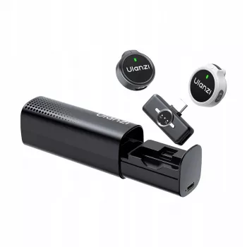 Ulanzi A21 trådløst mikrofonsystem 2,4 GHz dual lavalier clip-on med USB-C-modtager og opladningsetui