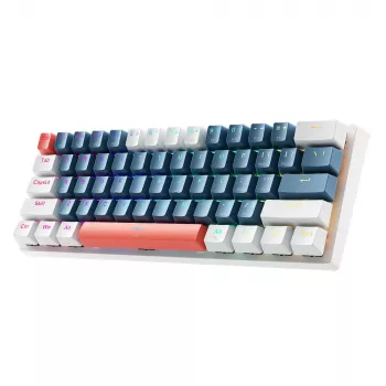 Machenike K500-B61 Wired Mechanical Gaming Keyboard, 61-Key Compact, Brown Switches, RGB Backlight, Blue-White