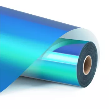 LOKLIK permanent selvklæbende holografisk vinylfolie - water blue - 30,5 x 90 cm