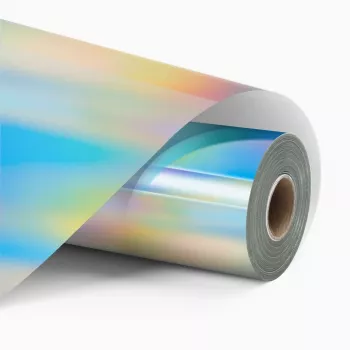 LOKLiK permanent selvklæbende holografisk vinylfolie - iridescent silver - 30,5 x 90 cm
