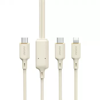 Dudao L7SF 2-i-1 USB-C til USB-C / Lightning-kabel 100W 1,2 m beige