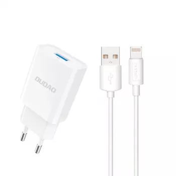 Dudao A4EU-adapter 10W 1xUSB-A med USB-A til Lightning-kabel (1 m) - hvid