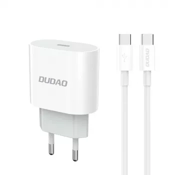 Dudao A14EUC-adapter 20W (1 m USB-C til USB-C-kabel inkluderet) hvid
