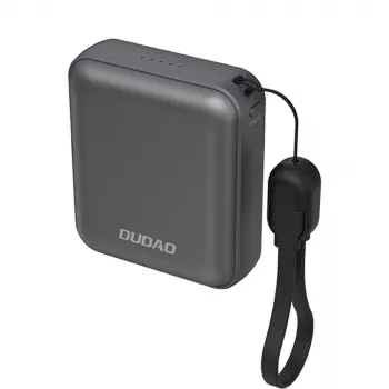Dudao K22+ ultrakompakt powerbank 10000mAh 22.5W USB-C med snor/kabel - grå