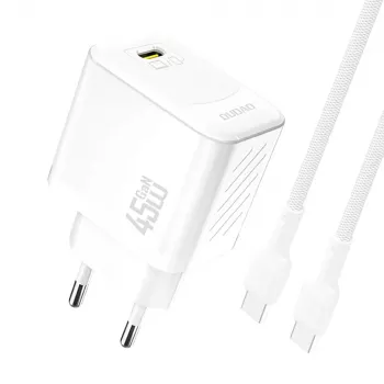 Dudao A28C 45W GaN-netdel med USB-C-kabel - hvid