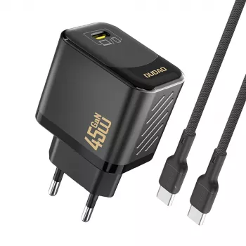 Dudao A28C 45W GaN-netlader med USB-C-kabel - sort
