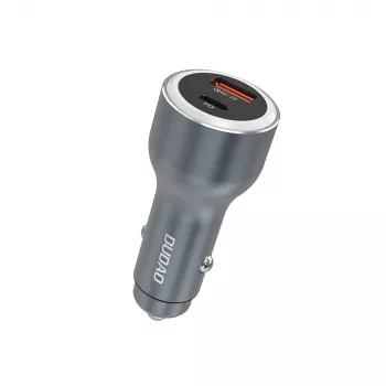 Dudao R4Ultra 120W biloplader Power Delivery Quick Charge LED USB-A USB-C grå