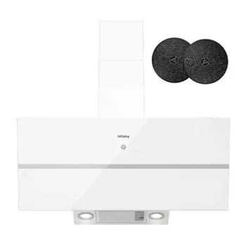 ISEASY TV1390D4-CC-I2 væghætte 90cm 750m³/h rustfrit stål sortglas