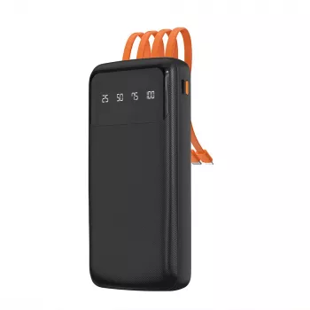 Dudao K6Pro universal powerbank 10000mAh med USB-, USB-C- og Lightning-kabel sort (K6Pro-black)