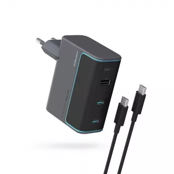 CUKTECH CUKAD1003EUG GaN 100W 2x USB-C 1x USB-A lader med USB-C-kabel - grå
