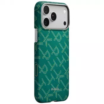 PITAKA Ultra-Slim Monogram MagSafe-cover til iPhone 17 Pro Max, Gold Green