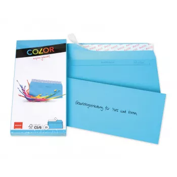 ELCO Color Konvolut C5/6 (114 x 229 mm), uden vindue, selvklæbende, 100 g/m², blå, 25 stk. (74617.32)