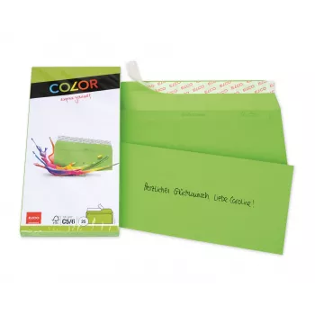 ELCO Color Konvolut C5/6 (114 x 229 mm), uden vindue, selvklæbende, 100 g/m², Intensivgrøn, 25 stk. (74617.62)