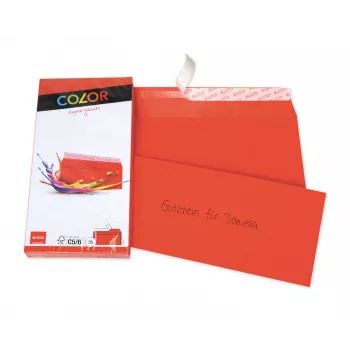 ELCO Color Konvolut C5/6 (114 x 229 mm), uden vindue, selvklæbende, 100 g/m², rød, 25 stk. (74617.92)