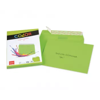 ELCO Color Konvolut C5 (162 x 229 mm), uden vindue, selvklæbende, 100 g/m², grøn, 25 stk. (74618.62)