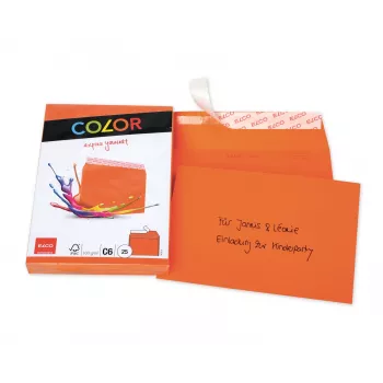 ELCO Color Konvolut C6 (114 x 162 mm), uden vindue, selvklæbende, 100 g/m², Orange, 25 stk. (74634.82)
