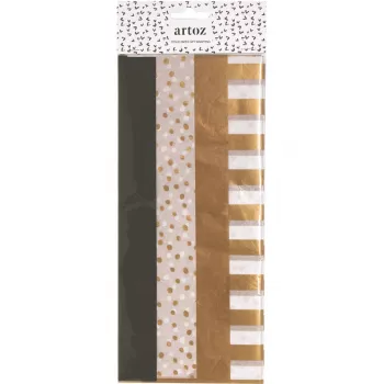 ARTOZ PAPIER silkepapir assorterede striber kobber/sort/hvid 50 x 70 cm (144500-77)
