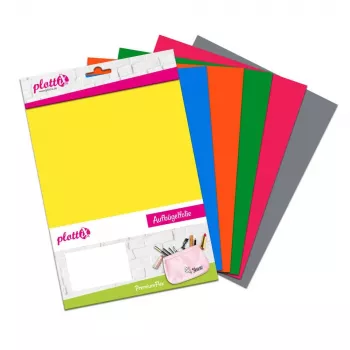 Plottix PremiumFlex varmeoverførselsvinyl 6 ark assorterede farver flexfolie 20,0 cm x 30,0 cm