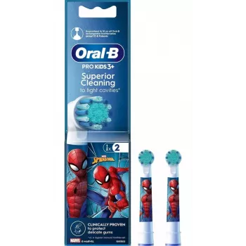 Oral-B EB10S Spiderman erstatningsbørstehoveder, 2-pak, ekstra blød, børn 3+
