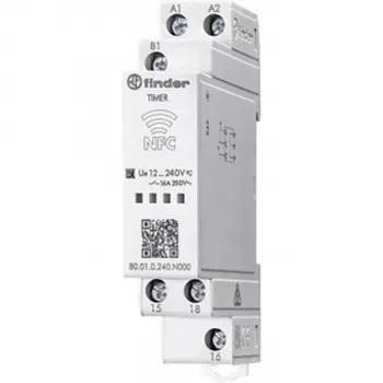 Finder 80.01.0.240.N000 multifunktions-tidsrelæ, 240 V AC/DC, 2 s - 24 h, 1 veksler, skrueklemme, 17,5 mm