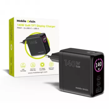 Mobile Origin 140W GaN oplader PW21 2x USB-C + 2x USB-A