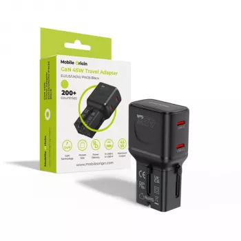 Mobile Origin 45W rejseadapter EU/US/UK/AU PW26, sort