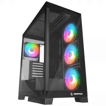 Rampage Hydra V2 Mid-Tower PC-kabinet med 4x 120mm ARGB-blæsere, hærdet glas, sort