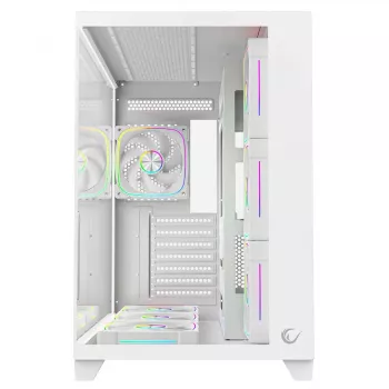 RAMPAGE SEALITE-WHITE Mid-Tower PC-kabinet med hærdet glas, 7x ARGB PWM-blæsere, hvid