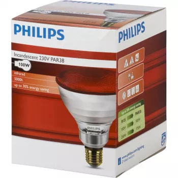 Philips infrarød lampe PAR38 IR 100W E27 230V rød