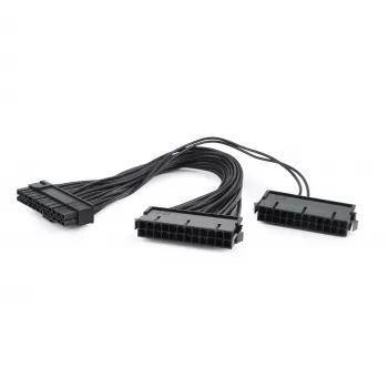 GEMBIRD CC-PSU24-01 24-pin ATX strømforlængerkabel, han til hun, 30 cm, sort