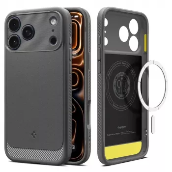 Spigen Rugged Armor Mag MagSafe iPhone 17 Pro cover grå