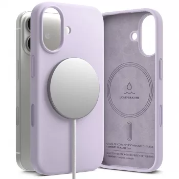 Ringke magnetisk MagSafe-silikonecover til iPhone 17, lyselilla