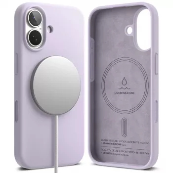 Ringke magnetisk MagSafe-silikonecover til iPhone 17, lyselilla