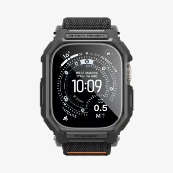 Spigen Rugged Armor & hærdet glas Apple Watch Ultra 1 / 2 / 3 (49 mm) mat sort