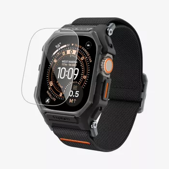Spigen Rugged Armor & hærdet glas Apple Watch Ultra 1 / 2 / 3 (49 mm) mat sort