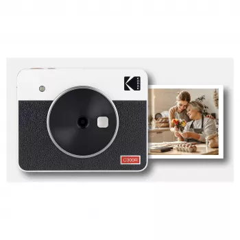 KODAK C300RW 10MP digitalkamera med 4PASS termosublimerings-fotoprinter, hvid
