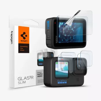 Spigen Glas.TR Slim + Film 2-sæt skærm- og linsebeskyttelsessæt til GoPro Hero 12/11/10/9 (2 sæt)