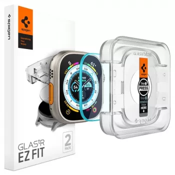 Spigen Glas.tR EZ Fit hærdet glas skærmbeskyttelse til Apple Watch Ultra (49 mm) - 2-pak - Transparent