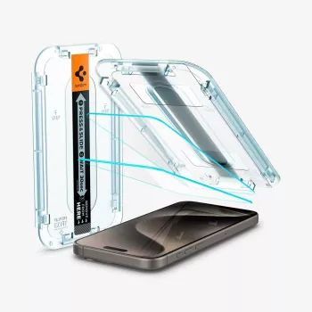 Spigen GLAS.tR EZ FIT 2-pak hærdet glas skærmbeskyttelse til iPhone 15 Pro