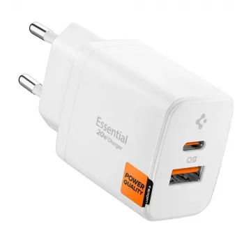 SPIGEN ESSENTIAL EE202EU 2-PORT NETVÆRKSLADER 20W HVID