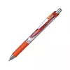 Pentel EnerGel Xm Retractable Gel Pen - Orange Ink - 0.35 mm - Silver Barrel with Orange Accents - Rubber Grip - Round Body