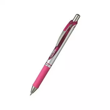 Pentel EnerGel Xm klik-gelpen - pink blæk - pink hus - sølvbeslag - 0,35 mm nålspids