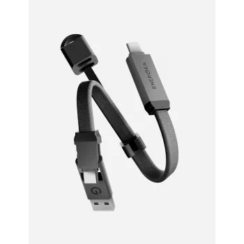 ENERGEA Sheath Key 2-i-1 USB-C til USB-C/USB-A kabel 15cm gunmetal