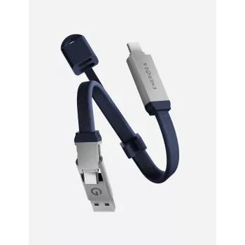 ENERGEA Sheath Key 2-i-1 USB-C til USB-C/USB-A kabel 15cm blå 60W 480Mbps