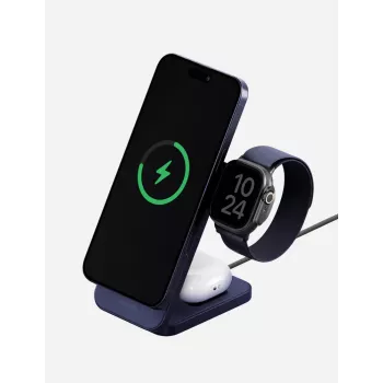 ENERGEA MagTrio 2 3-i-1 25W Qi2 foldbar trådløs ladestation blå