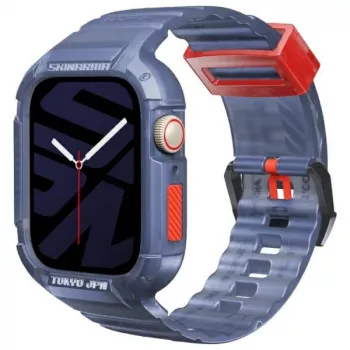 Skinarma Saido 2-i-1-etui med integreret rem til Apple Watch 45/44 mm mørkeblå