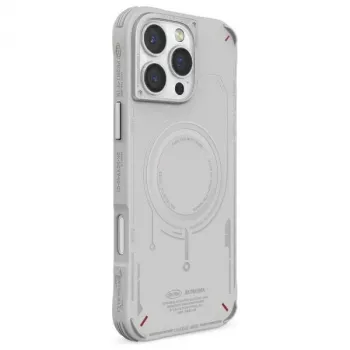 SKINARMA Mecha Case til iPhone 16 Pro 6,3 inch, magnetisk opladning, lysegrå