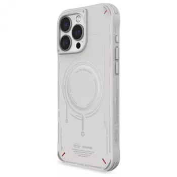 SKINARMA Mecha Case til iPhone 16 Pro 6,3 inch, magnetisk opladning, lysegrå
