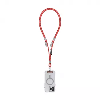 Skinarma Dyno Ve 2-i-1 telefonlanyard med USB-C-ladekabel, 30 cm, rød